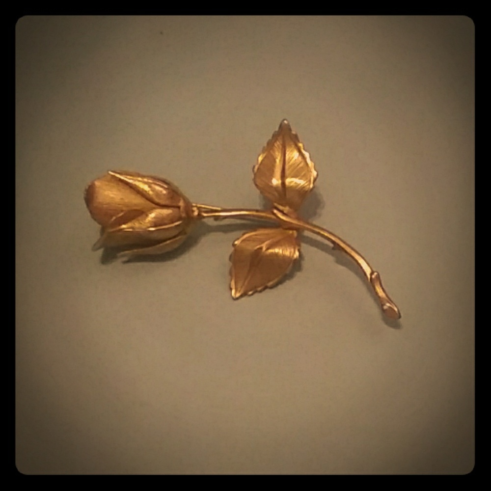 Gold Plated Rose Brooch